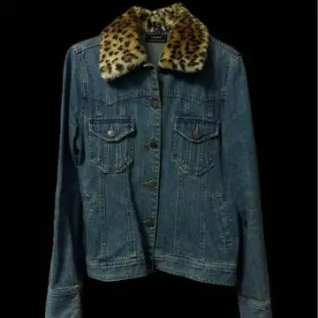 그런지 y2k 모리걸 IORI 데님 자켓 레오파드 옷깃