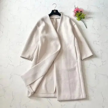 플라주 노카라 스펀지 리버 코트 롱 코트 아이보리 M