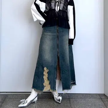 jeanasis 크러쉬 데님 스커트