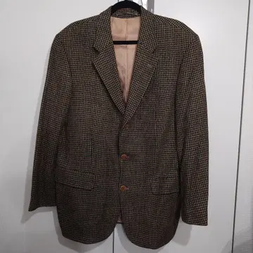 구제 의류 BECON 트위드 건클럽 체크 울 테일러드 자켓 L 상당