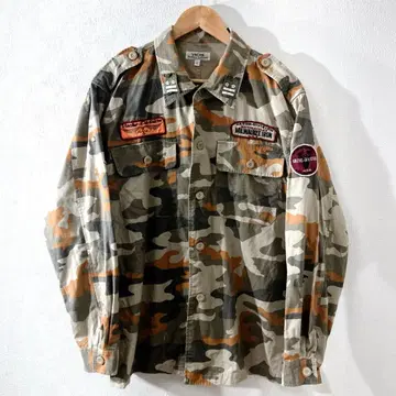 빈티지 VACHE 밀리터리 셔츠 남성용 L 구제 의류