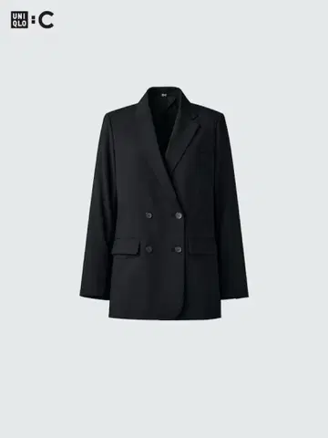 UNIQLO:C 감동 더블 자켓 릴랙스 핏 블랙 M 사이즈