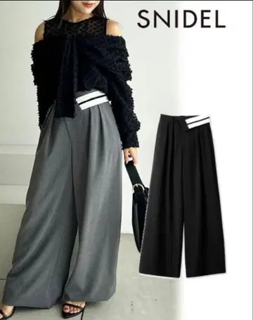 택 포함 미사용 새상품 SNIDEL 허리 디자인 와이드 팬츠