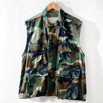 빈티지 밀리터리 카모플라쥬 베스트 남성용 L 구제 의류