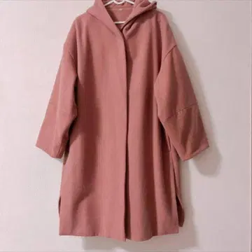 후드 부착 오버 사이즈 핑크 코트