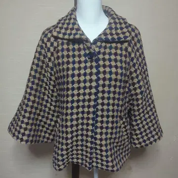 호코모모라 트위드 케이프 코트 판초 코트 체크 하운드투스