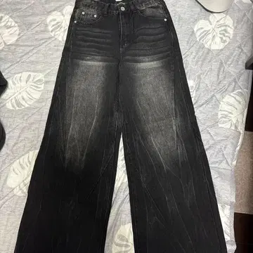 Asapmode 와이드 레그 데님 S 사이즈 다크 그레이