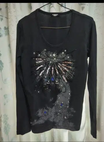 토네이도 마트 장식 블랙 긴팔 T셔츠 TORNADO MART Y2K