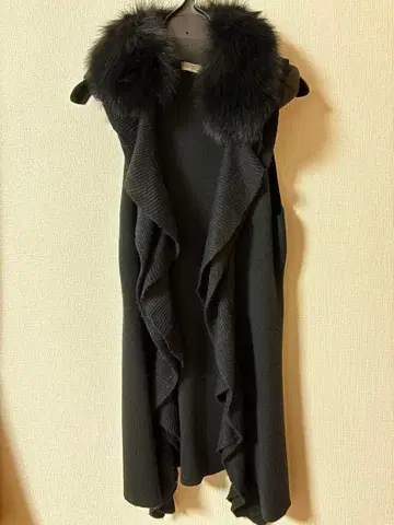 블랙 퍼 니트 베스트