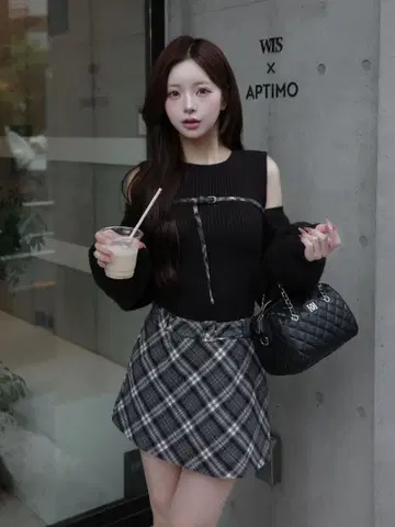 Darich 도킹 미들 허리 니트 미니 원피스