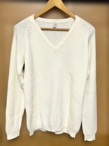 이탈리아제 울 100% 화이트 니트 L