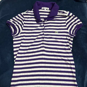 LACOSTE 반팔 피케 셔츠 38 보라색/스트라이프