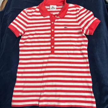 LACOSTE 반팔 피케 셔츠 38 빨흰 스트라이프