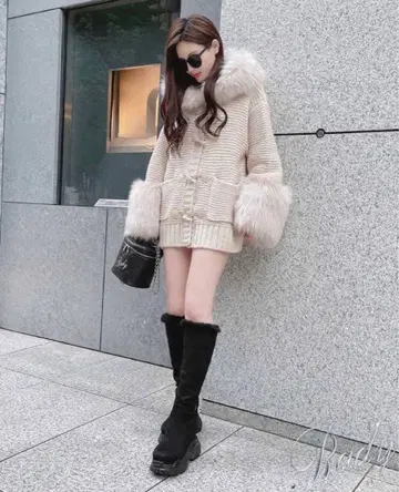 rady 더플 코트 가디건 니트 스웨터 인조 모피