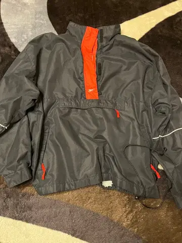 Reebok 하프 지퍼 나일론 자켓 L 블랙/빨간색