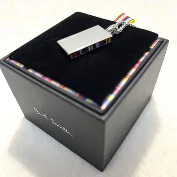 컨디션 최상 폴스미스 목걸이 멀티 스트라이프 로고 플레이트