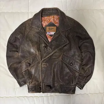 짧은 기장 빈티지 가죽 자켓 M~L 상당 American 다크 브라운