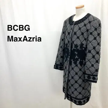 BCBG MaxAzria 롱 코트 블랙 꽃 자수 그레이