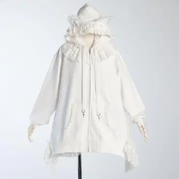 하자품 Hangry&Angry Majoh 고양이 귀 후드티 화이트