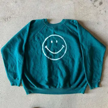 90s USA 패브릭 스마일리 프린트 맨투맨