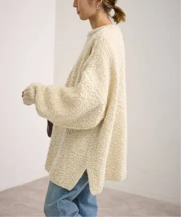 24AW 울 슬라브 니트 판초