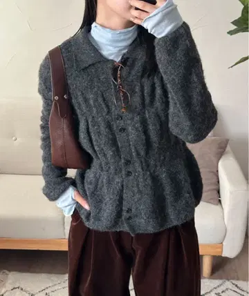 셔링 니트 셔츠 가디건