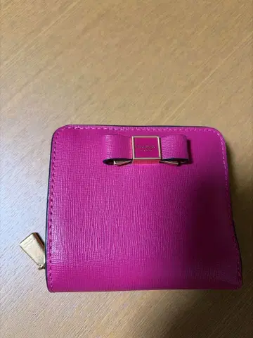 케이트 스페이드 핑크 리본 이단 접이식 지갑