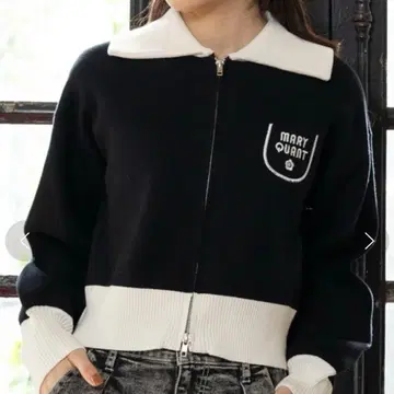 M 사이즈 마리콴트 집업 자켓 니트 후드티 블랙