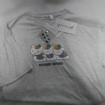 나츠메 우인장 냥코 선생님 T셔츠 L 우츠세미에 묶는 3마리 냥코 선생님