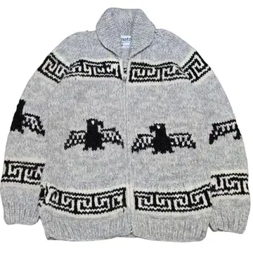 새상품급 L 사이즈 KANATA 코위찬 니트 풀 집업 독수리 패턴