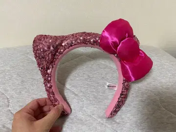 키티 머리띠 반짝이 핑크