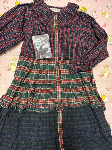 alcali 2024 쓰리 타탄 체크 프릴 원피스