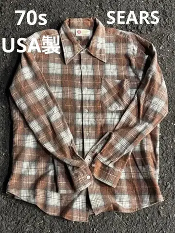 70s USA KINGS ROAD by Sears 체크 플란넬 셔츠