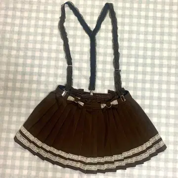 TRALALA 브라운 서스펜더 플리츠 스커트