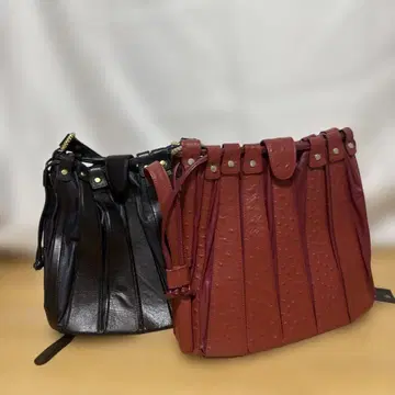 AphiQ 천연 가죽 백 2세트 블랙/빨간색