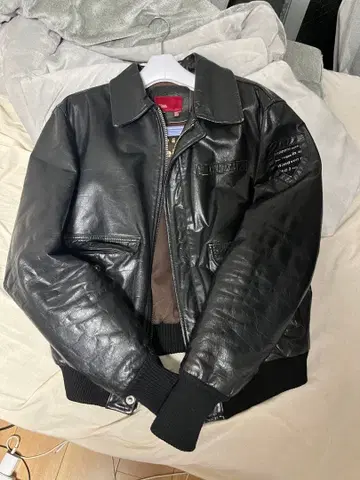 블랙 가죽 봄버 자켓