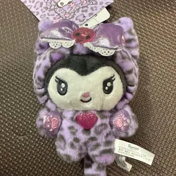 미사용 새상품 산리오 레오파드 무늬 봉제 인형 키링 갸루 고양이 키체인