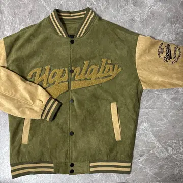 자수 로고 바시티 자켓 M 사이즈 올리브 그린