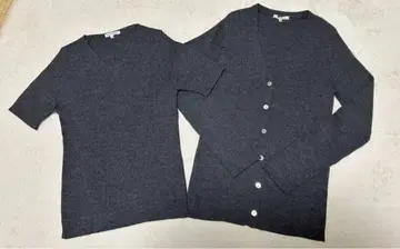 Lui Chantant 다크 그레이 스웨터와 가디건 세트 9호