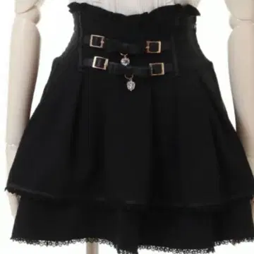 LIZLISA 블랙 2단 리본 벨트 치마바지 스커트