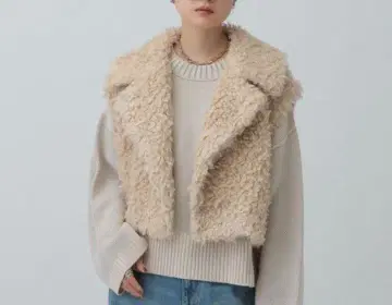 렙심 베이지 퍼풍 숏 자켓