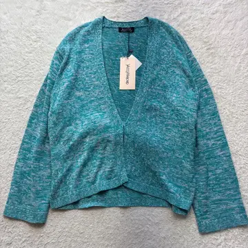 미사용 택 포함 얏코 리카르도 V넥 가디건 틸 그린