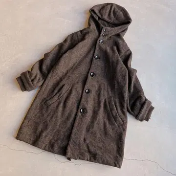 파드칼레 후드 부착 울 코트 여성용 38 사이즈 브라운