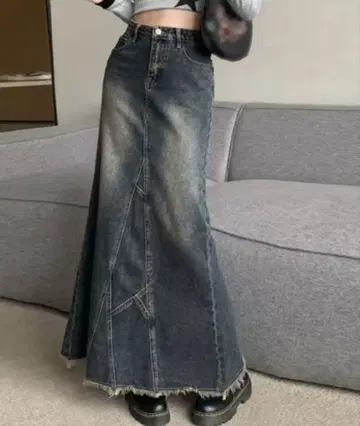 miniministore 데님 롱 스커트 데님 맥시 길이