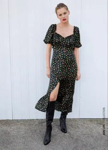 자라 새틴 이펙트 미디 원피스 M 사이즈