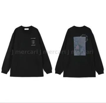 LAVANDA 여성용 포토 롱T 긴팔 셔츠 블랙