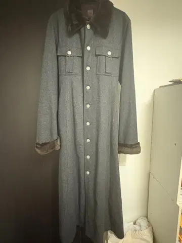 장 폴 고티에 다크 그레이 롱 코트 울 혼방