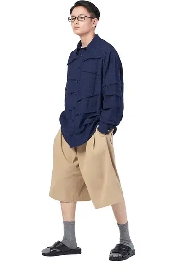 NOMANUAL DIAGONAL CHECK SHIRT 컷오프 가공