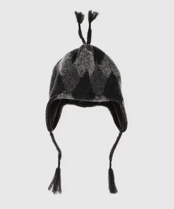 새상품급 DAIRIKU 아가일 니트 모자 블랙