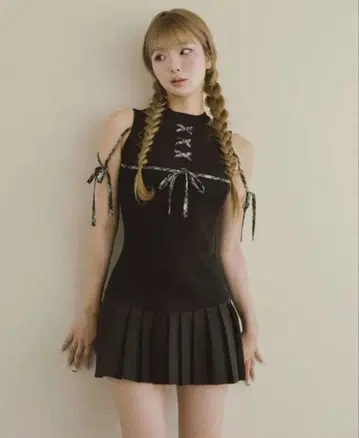 darich 도킹 레이스업 미니 원피스